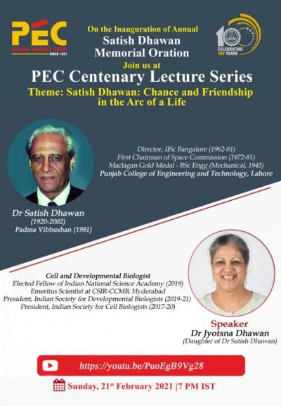 PEC Centenary Lecture Series I Guest Speaker Dr. Jyotsna Dhawan